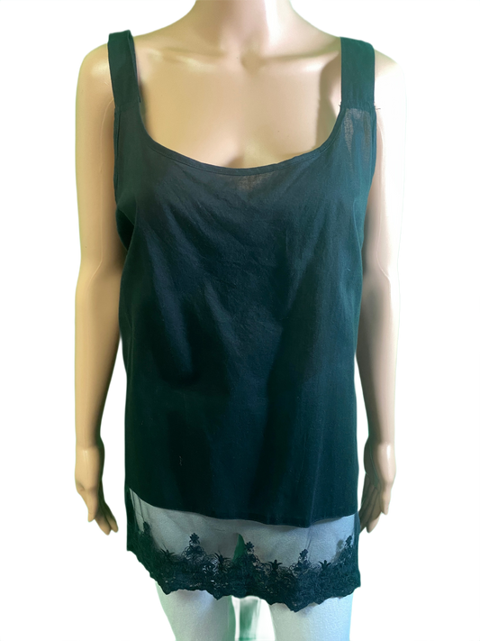 * Black Cotton Lace Hem - Paper Lace Tank