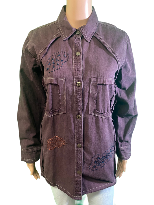 * Denim Patchwork/Handstitched - Paper Lace Top