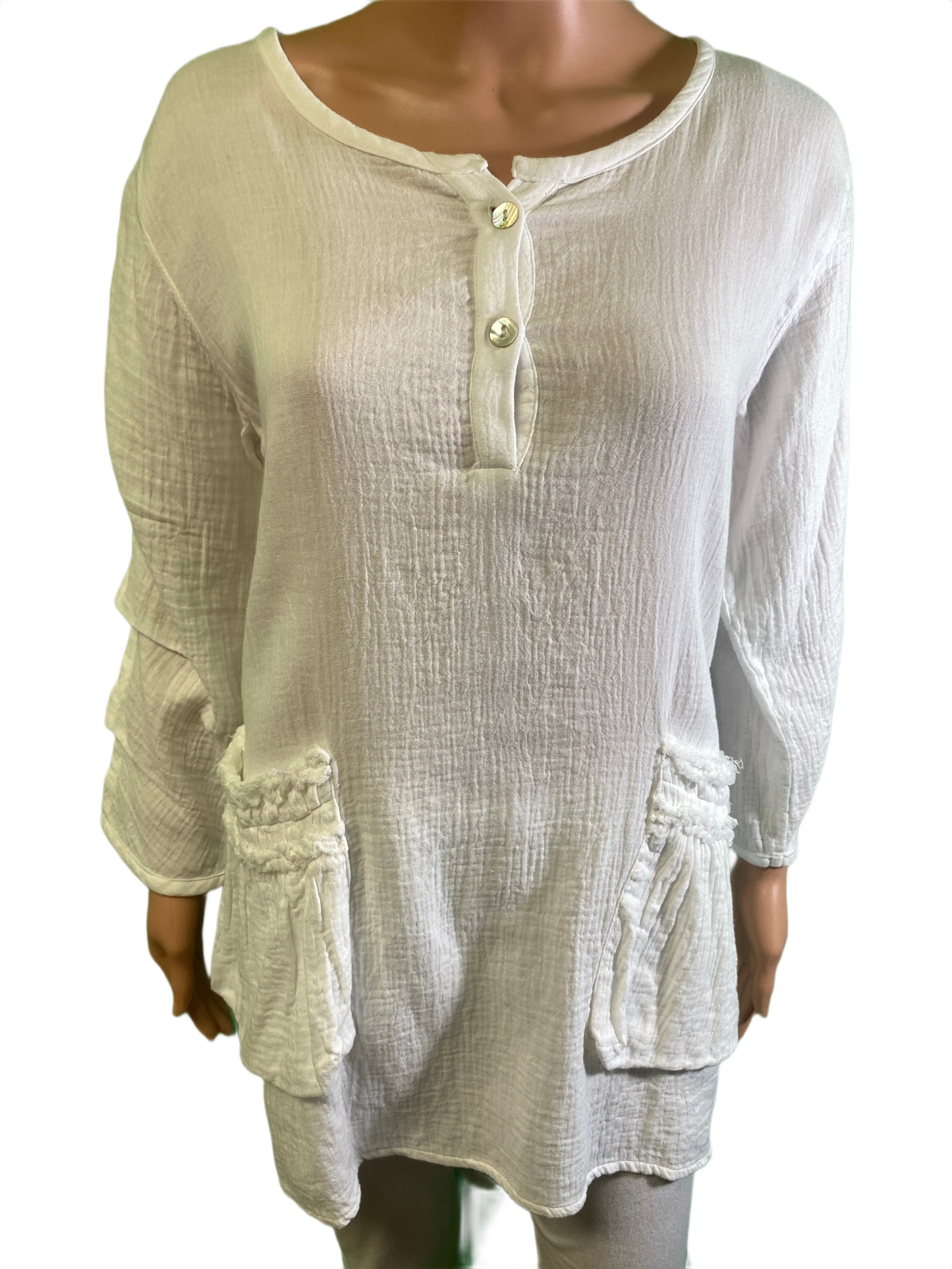 * Vintage Hi-Lo Pocket - Paper Lace Top