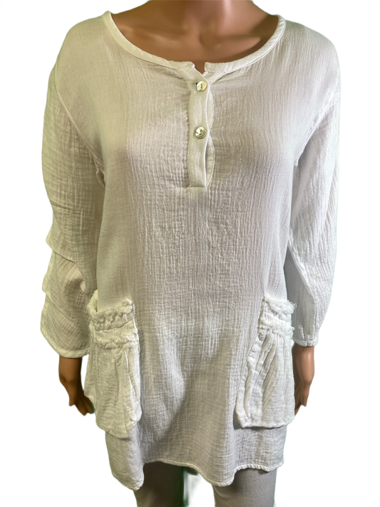 * Vintage Hi-Lo Pocket - Paper Lace Top