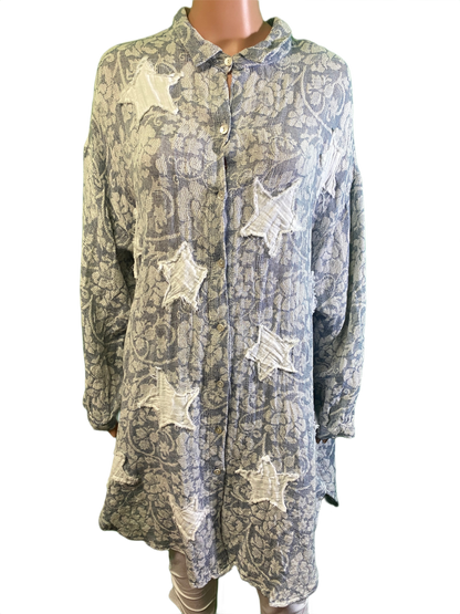 * Jacquard Shirt w/ Stars - Paper Lace Dress