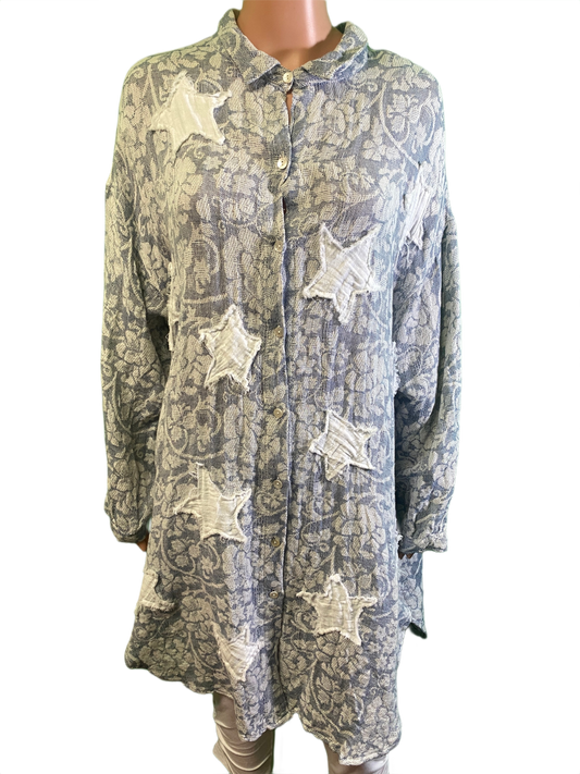 * Jacquard Shirt w/ Stars - Paper Lace Dress