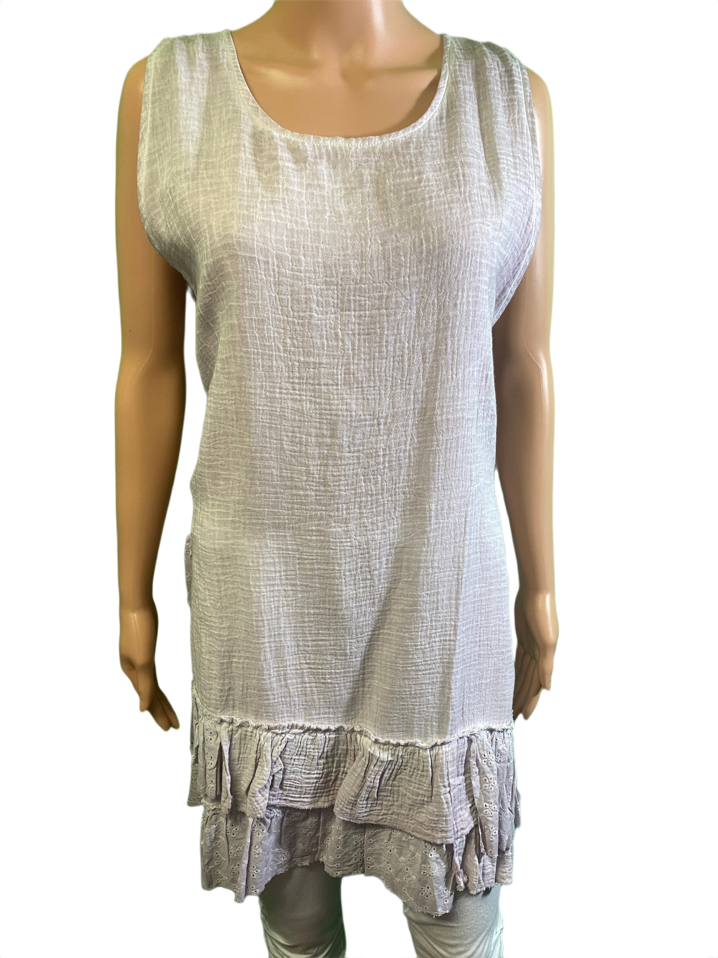 * Vintage Washed Tank Ruffle - Paper Lace Dress