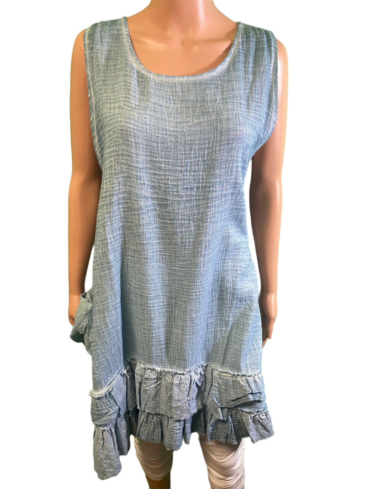 * Vintage Washed Tank Ruffle - Paper Lace Dress