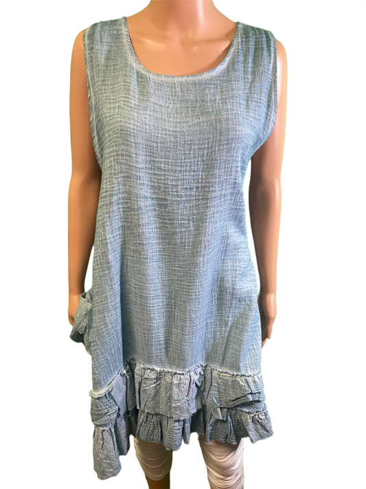 * Vintage Washed Tank Ruffle - Paper Lace Dress
