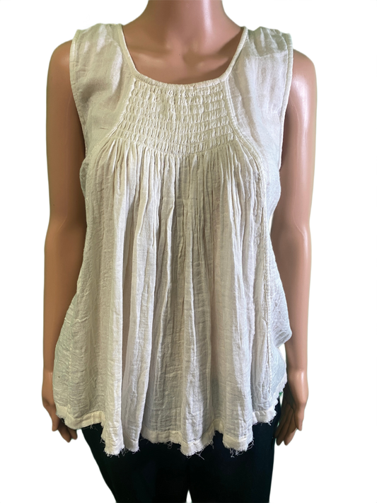 * Pleated/Smocking Flare - Paper Lace Tank
