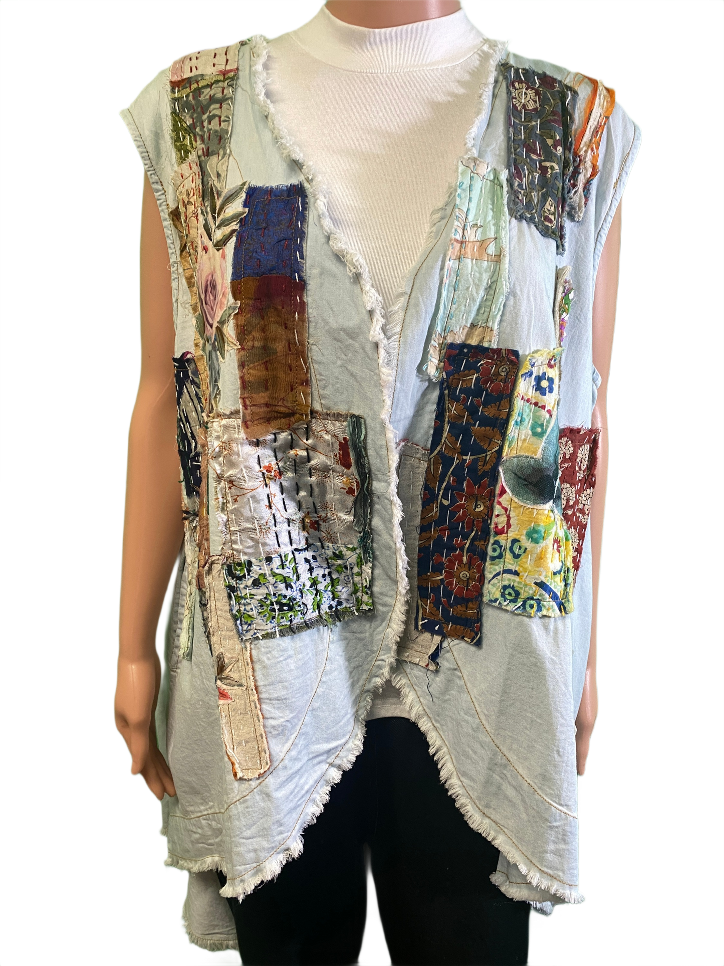 * Denim Patchwork Long - Paper Lace Top