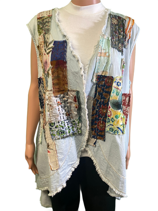 * Denim Patchwork Long - Paper Lace Top