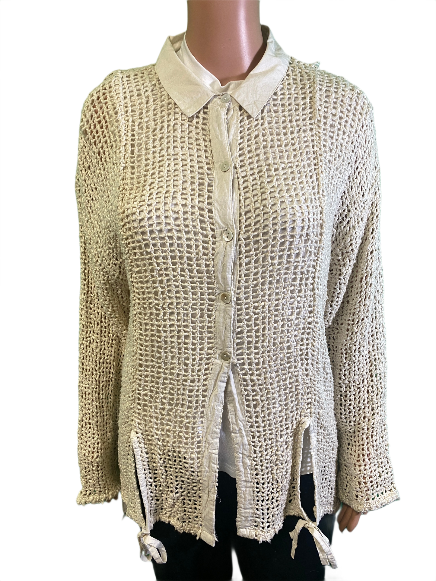 * Crochet w/ Ties at Hem - Paper Lace Top