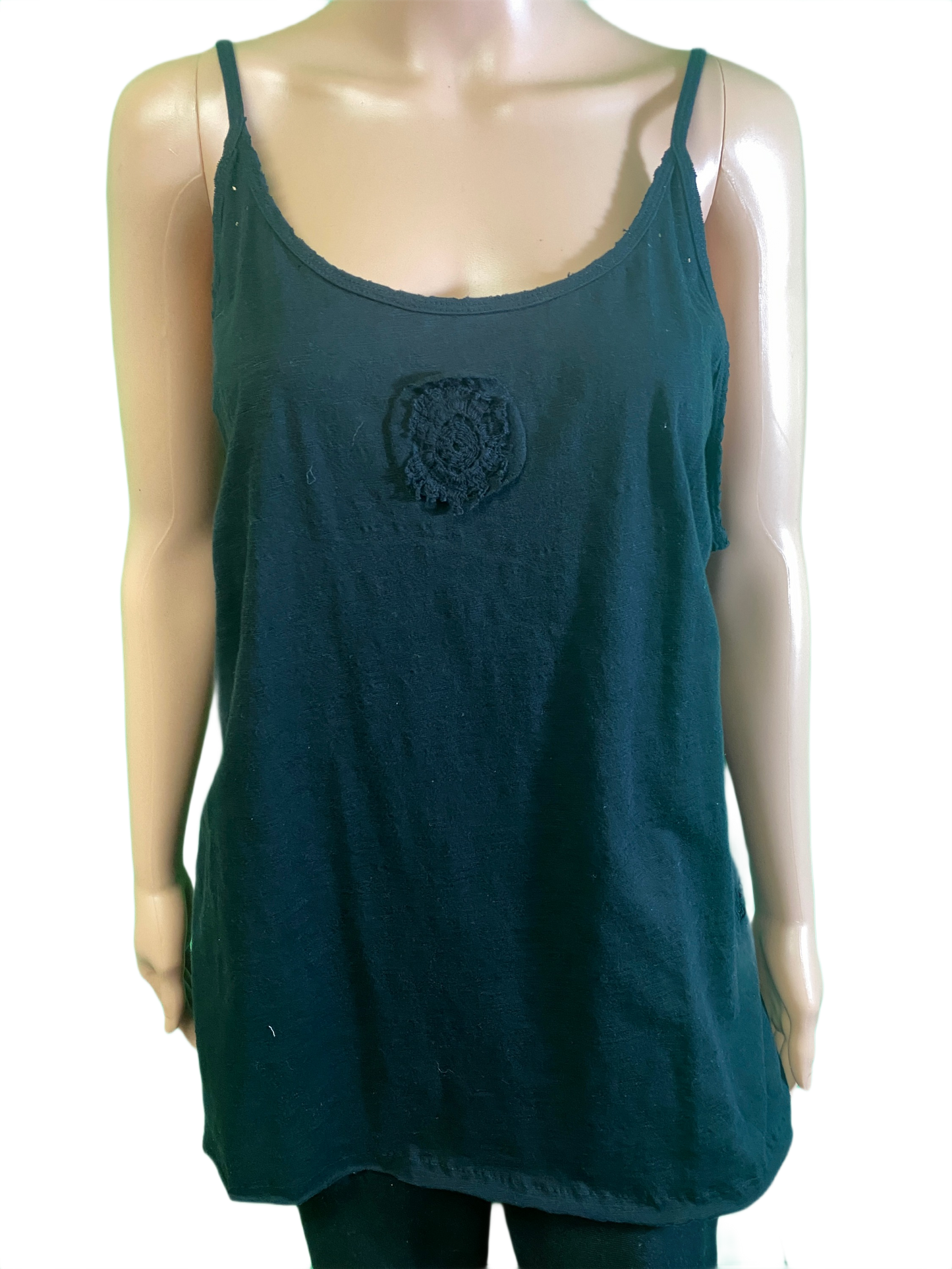 * Lace Short Slit Inset w/ Raw Edges - Paper Lace Tank