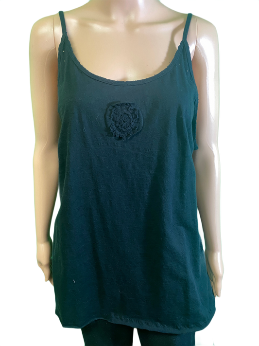 * Lace Short Slit Inset w/ Raw Edges - Paper Lace Tank