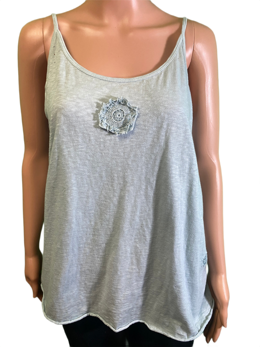 * Lace Short Slit Inset w/ Raw Edges - Paper Lace Tank