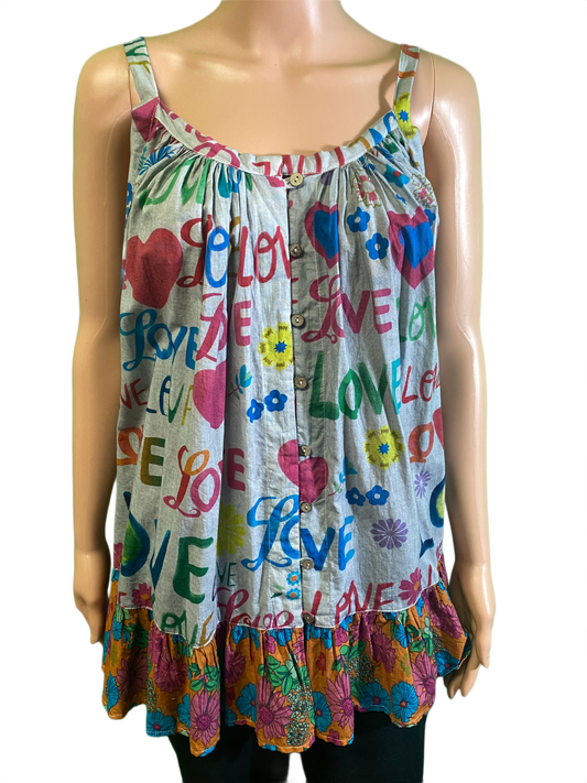 * Love w/ Floral Ruffle - Paper Lace Tank