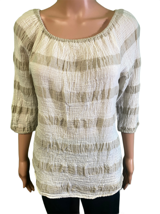 * Crinkle Striped - Paper Lace Top