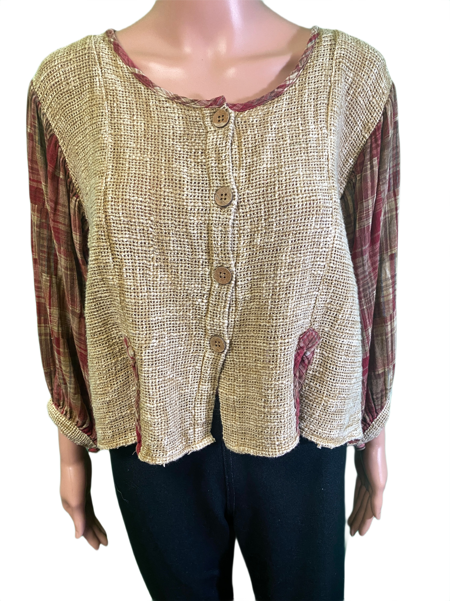 * Hand Made Fabric Plaid - Paper Lace Jacket
