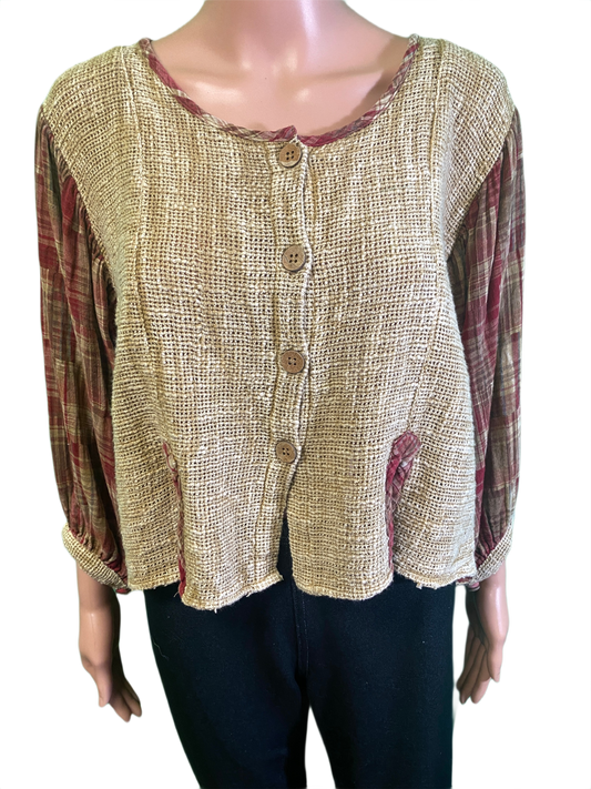 * Hand Made Fabric Plaid - Paper Lace Jacket