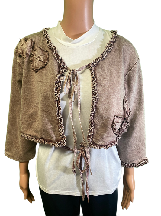 * Short w/ Fabric Flowers - Paper Lace Jacket