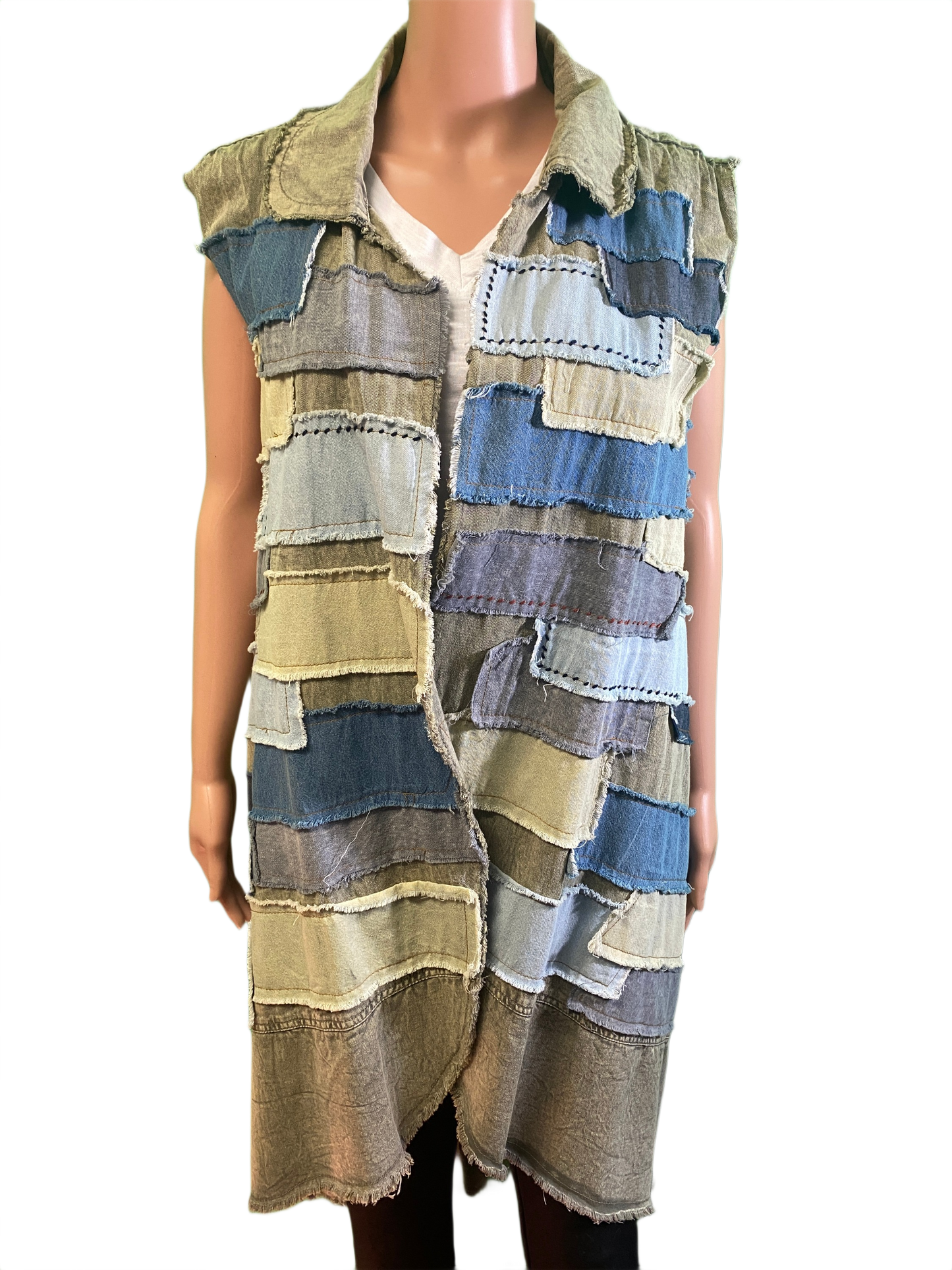 * Denim w/ Patches - Paper Lace Top