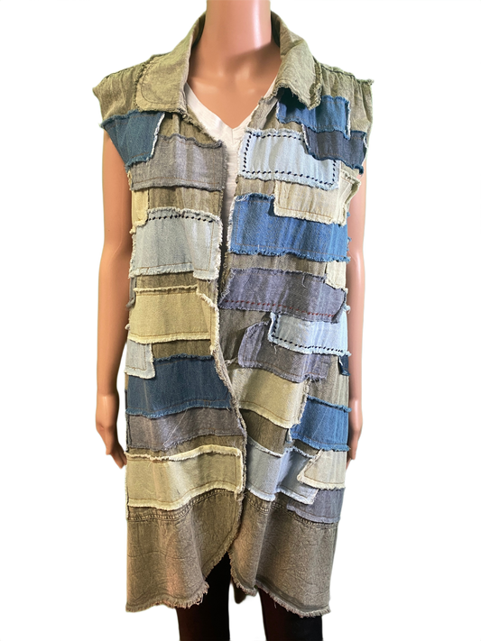 * Denim w/ Patches - Paper Lace Top