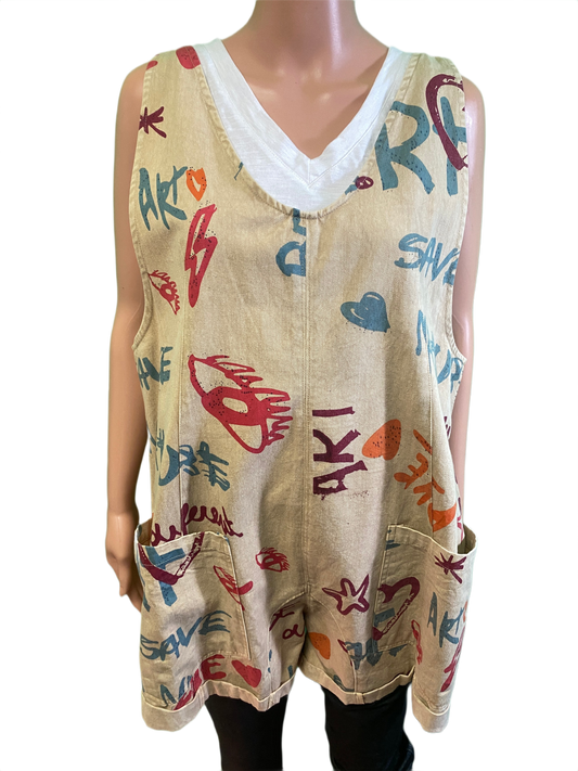 * Red Love Writing Short - Paper Lace Top