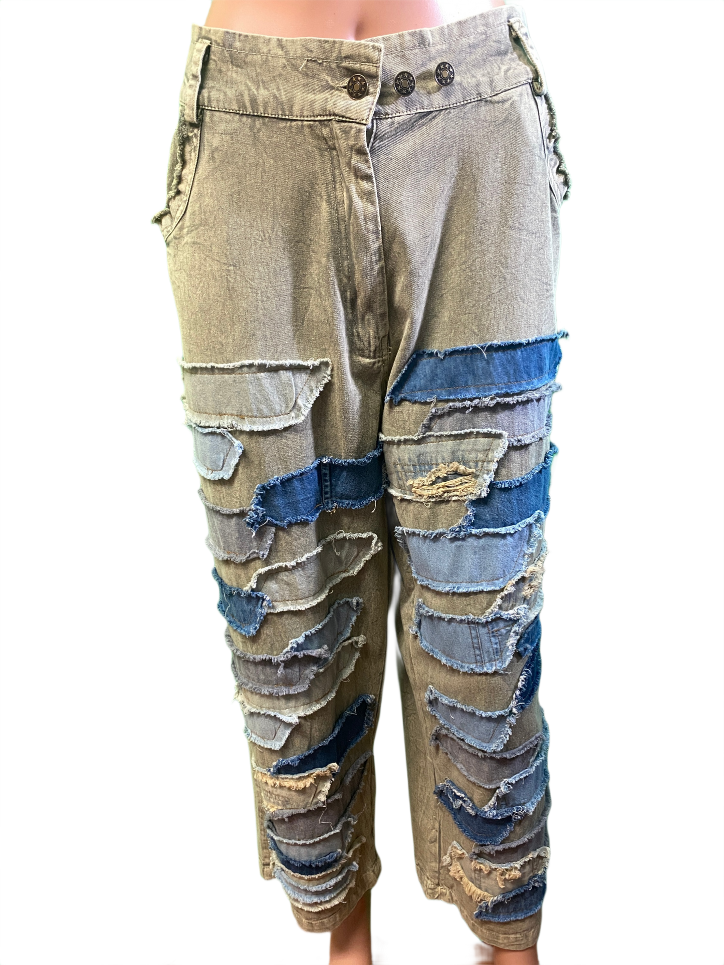 * Denim w/ Denim Patches - Paper Lace Pants