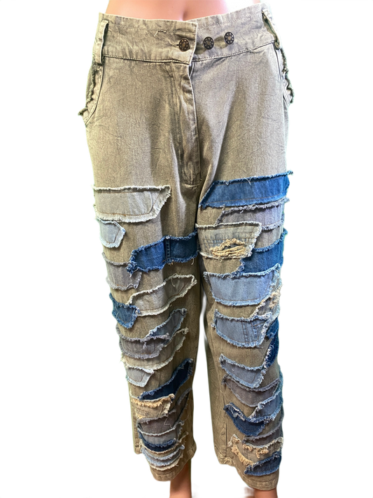 * Denim w/ Denim Patches - Paper Lace Pants