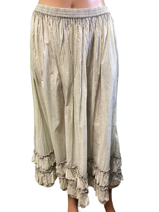* Light Tea Dye Ruffled - Paper Lace Skirt