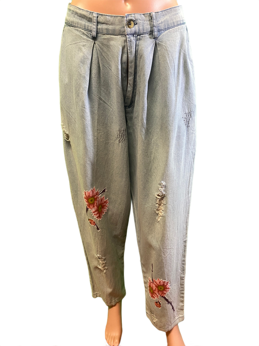 * Pink Floral Patchwork - Paper Lace Pants