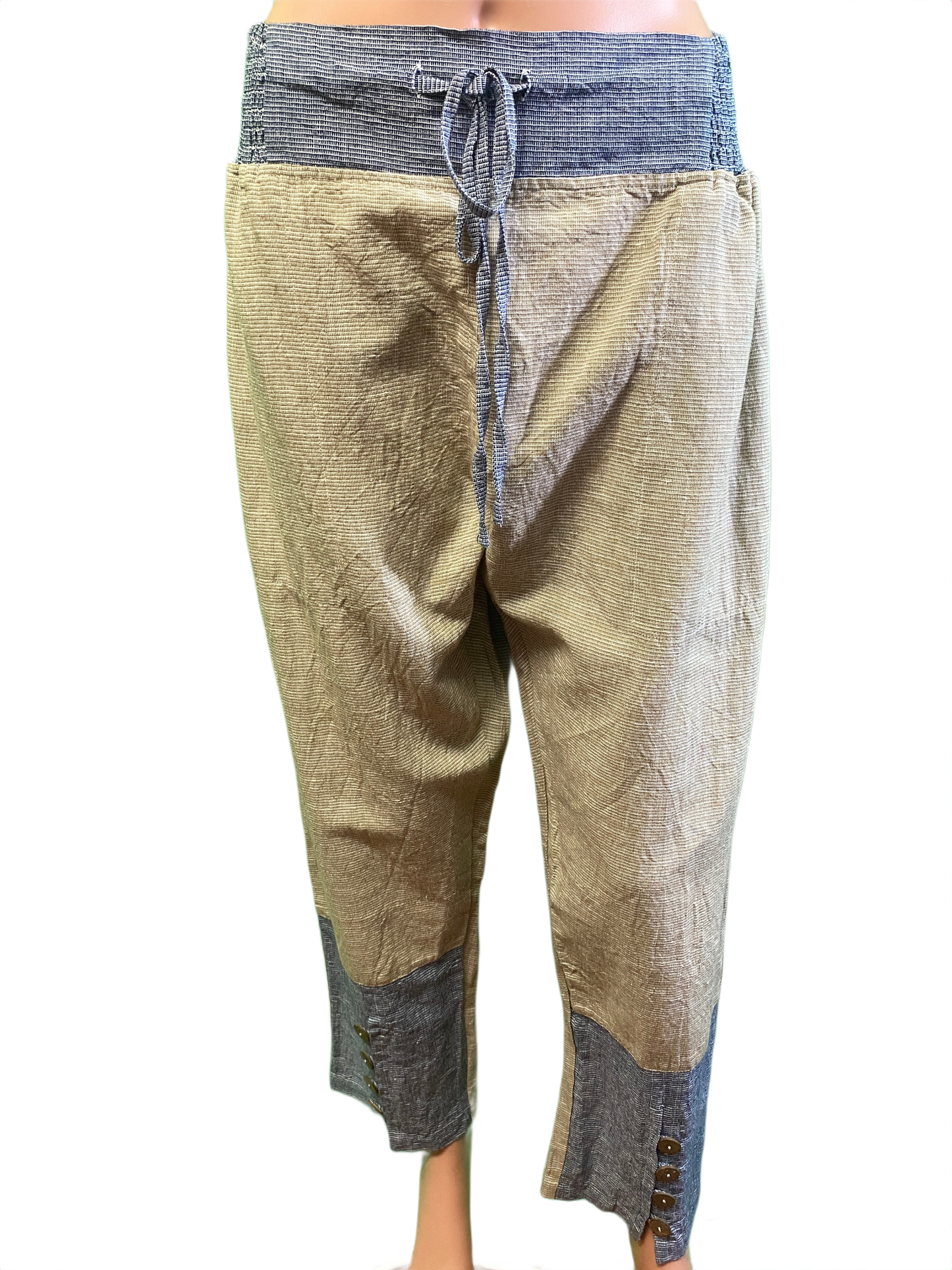 * Two Tone w/ Button Trim - Paper Lace Pants
