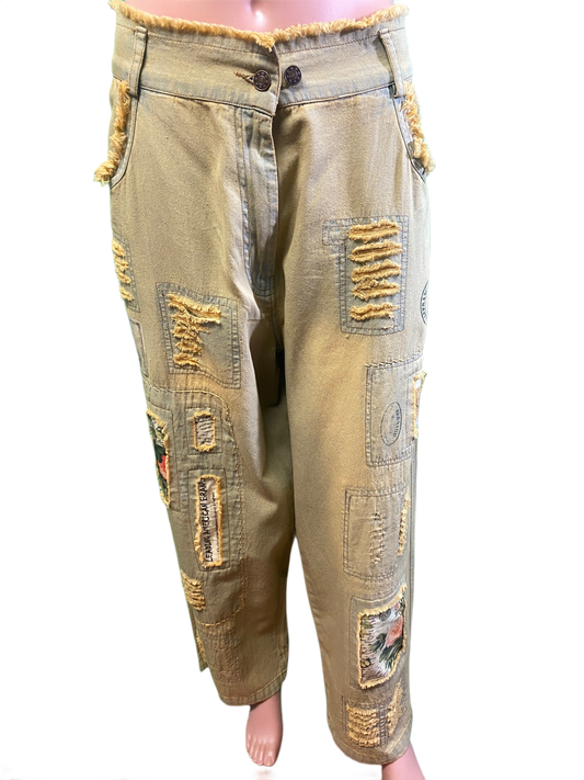 * Vintage Wash w/ Flowers - Paper Lace Pants