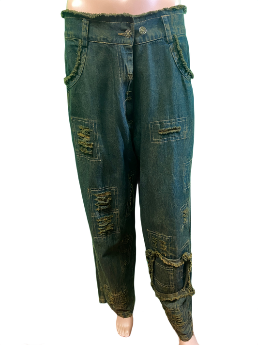 * Denim Baggy Cargo - Paper Lace Pants