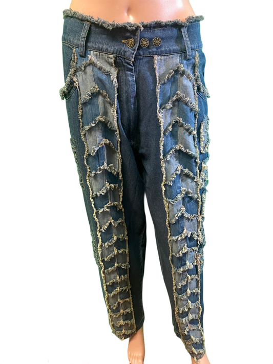 * Diamond Applique Denim - Paper Lace Pants