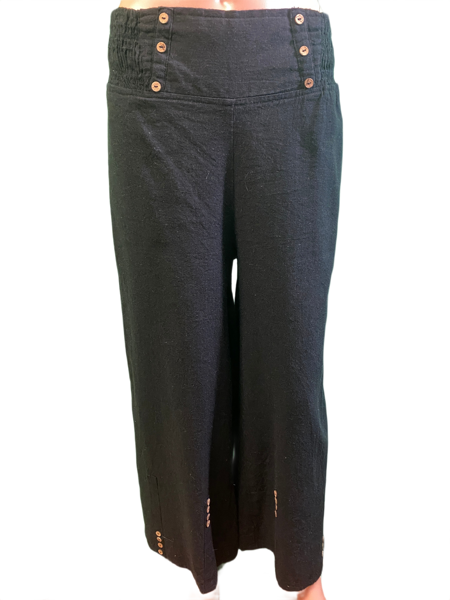 * Linen Flare w/ Button Trim - Paper Lace Pants