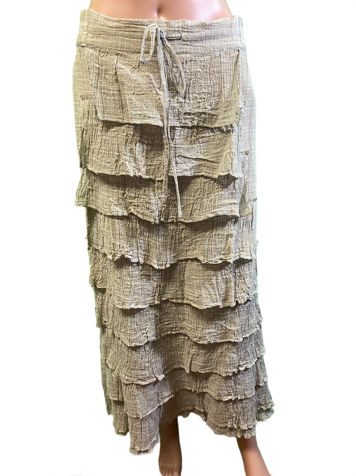 * Crinkle Long Ruffled - Paper Lace Skirt