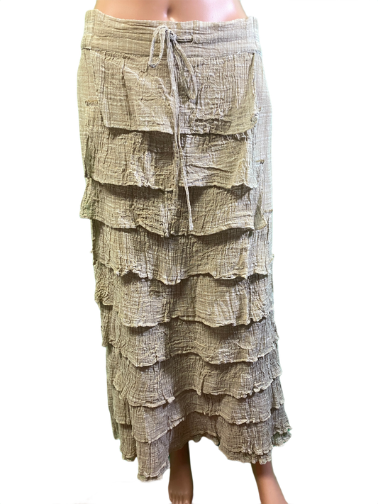 * Crinkle Long Ruffled - Paper Lace Skirt