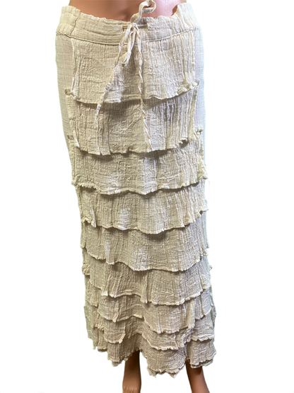 * Crinkle Long Ruffled - Paper Lace Skirt