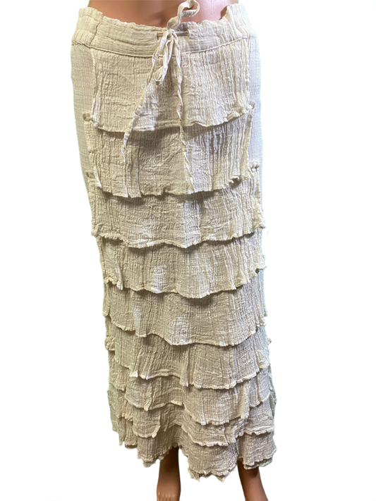 * Crinkle Long Ruffled - Paper Lace Skirt