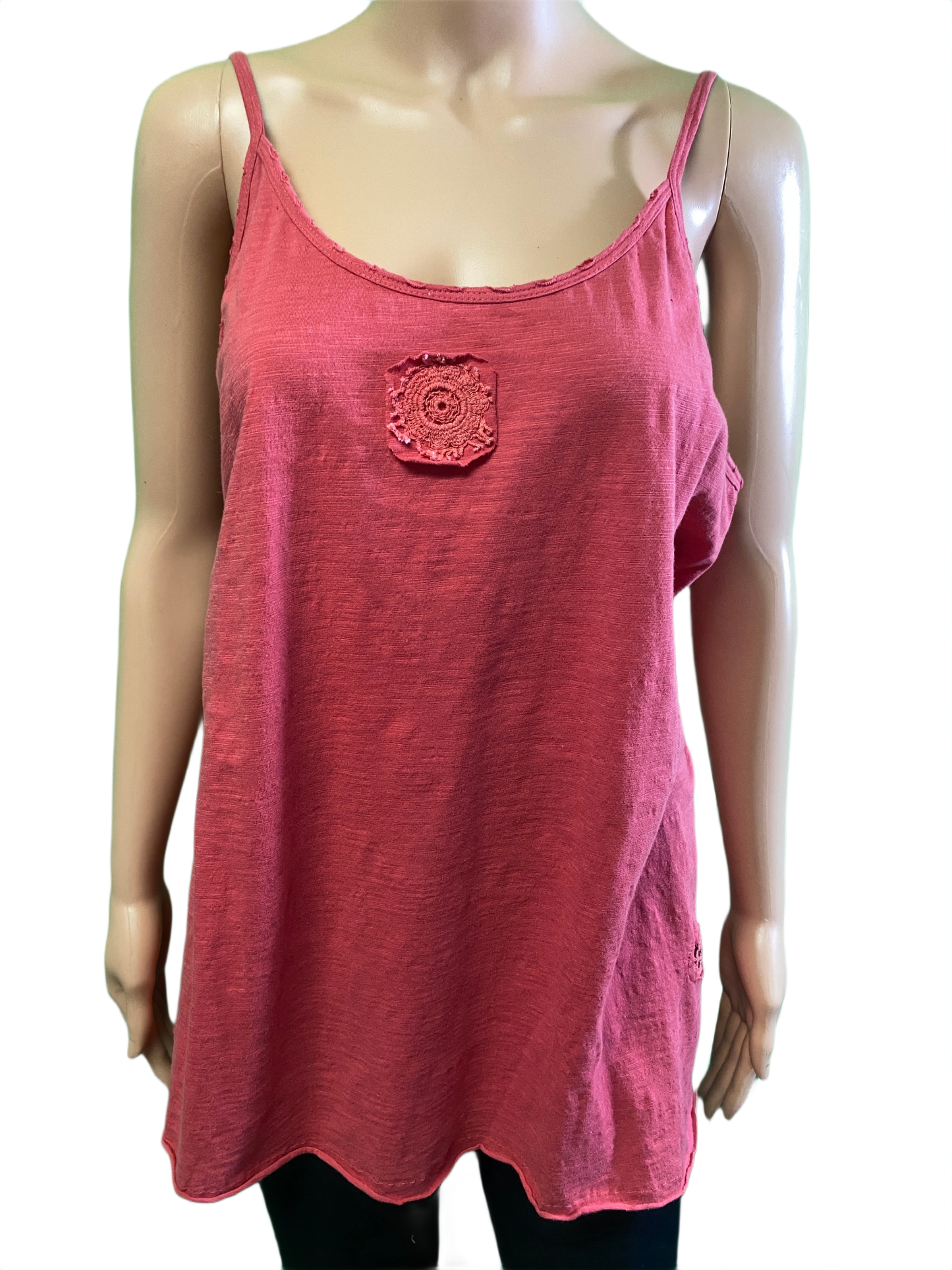 * Lace Short Slit Inset w/ Raw Edges - Paper Lace Tank