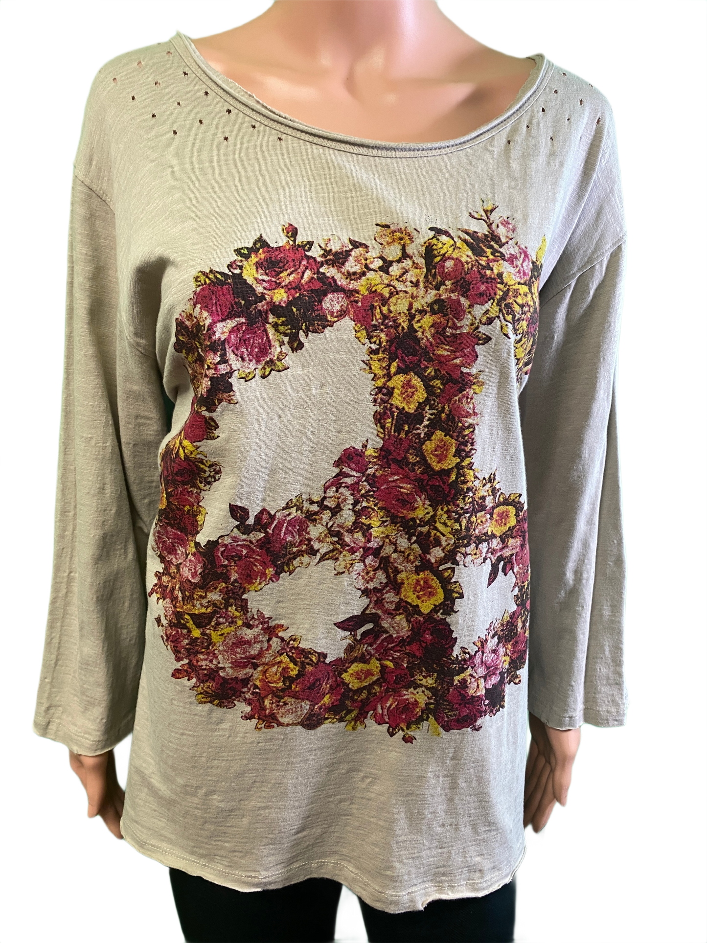 * Flower Peace Sign - Paper Lace Top