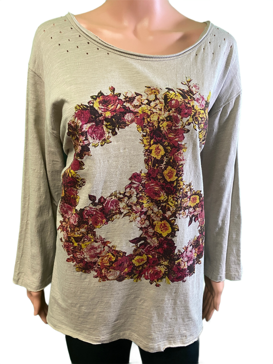 * Flower Peace Sign - Paper Lace Top