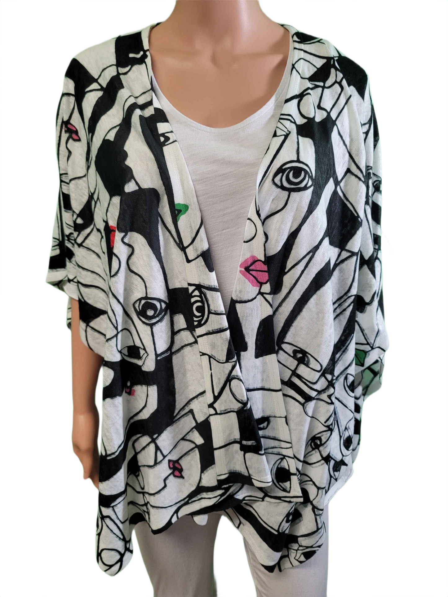 Sheila Abstract Faces - Et' Lois Cardigan