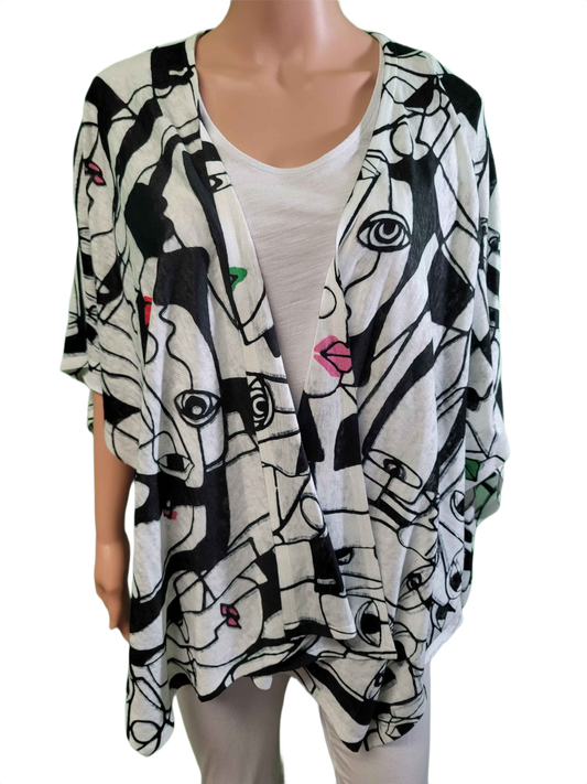 Sheila Abstract Faces - Et' Lois Cardigan