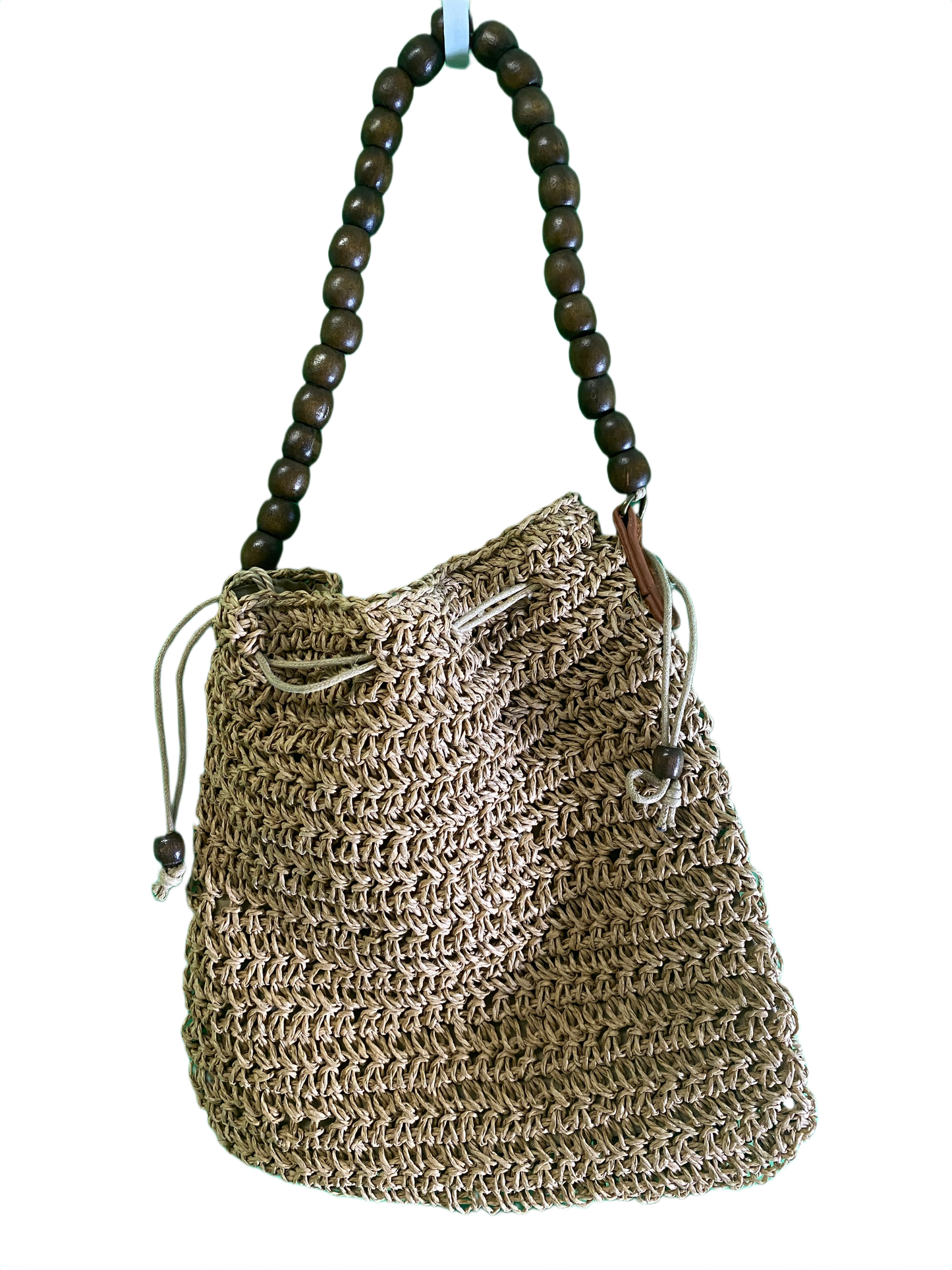 Wood Beads Paperstraw Wristlet - Sun'N'Sand Handbag