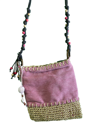 Straw/Canvas Crossbody - Sun 'N' Sand Handbag