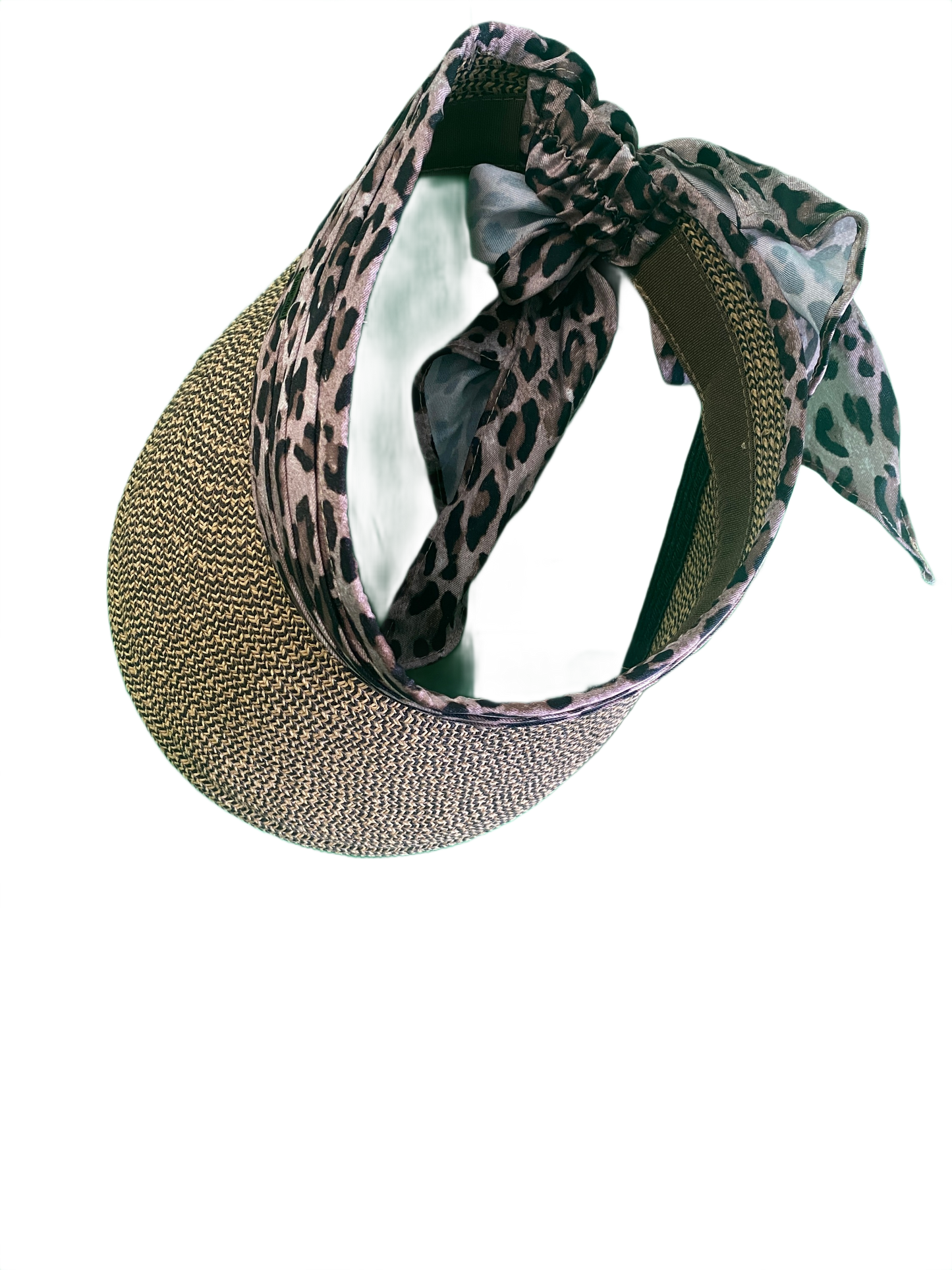 Leopard Bow Paperbraid - Sun 'N' Sand Visor