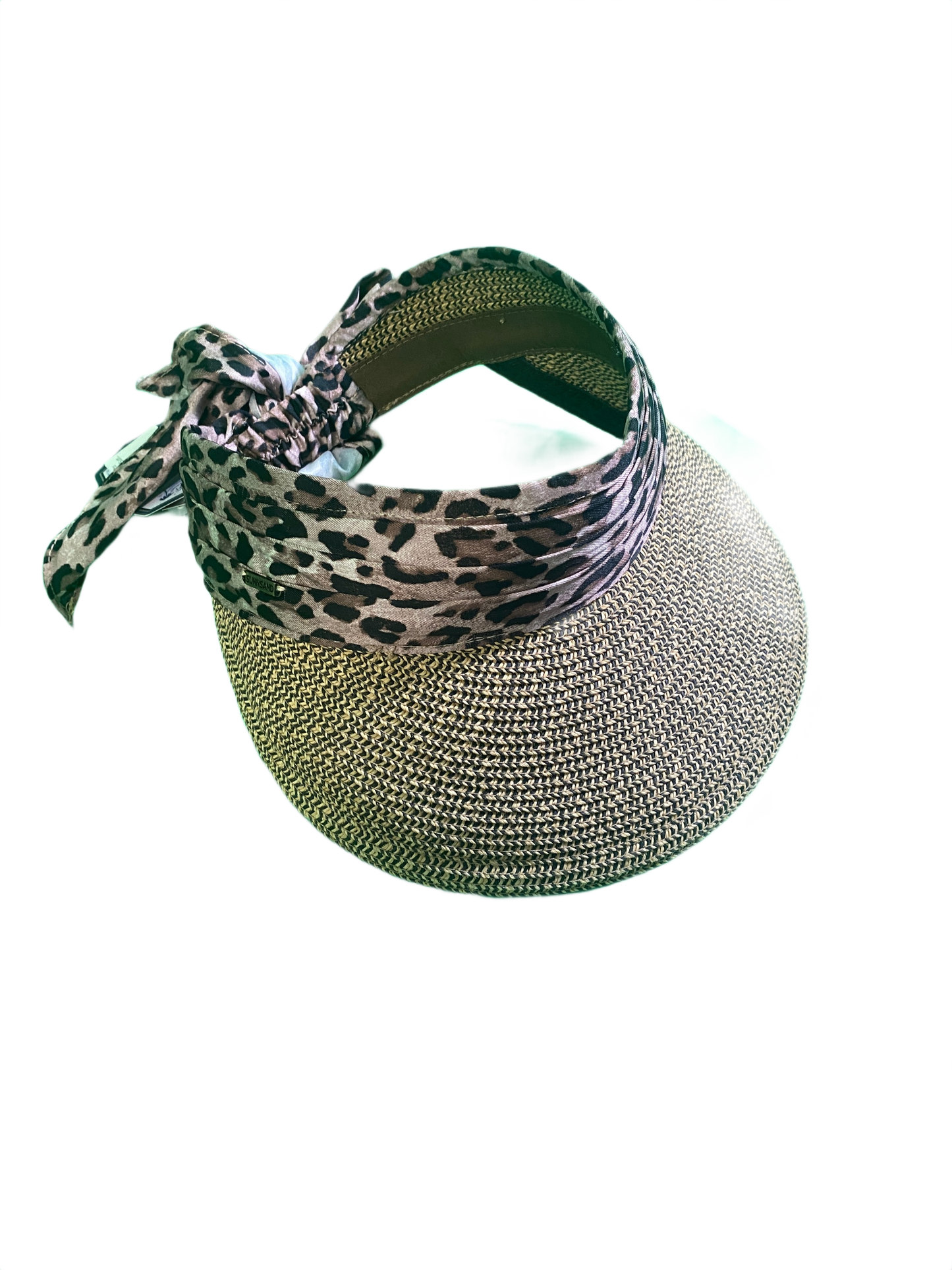 Leopard Bow Paperbraid - Sun 'N' Sand Visor