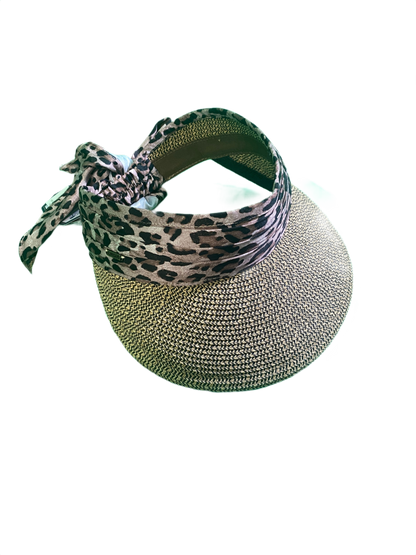 Leopard Bow Paperbraid - Sun 'N' Sand Visor