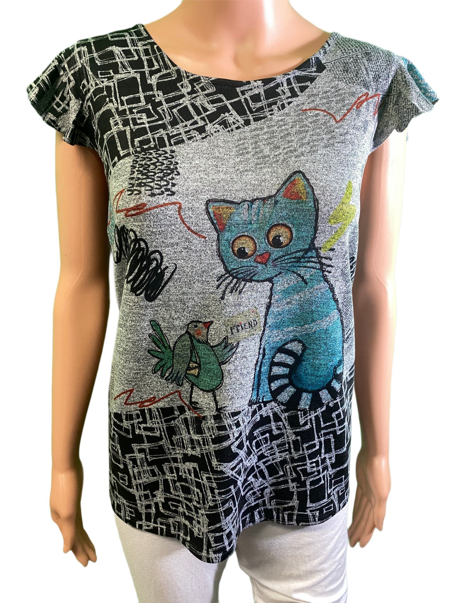 Friend, Not Food Short Sleeve V-Neck - Inoah Top