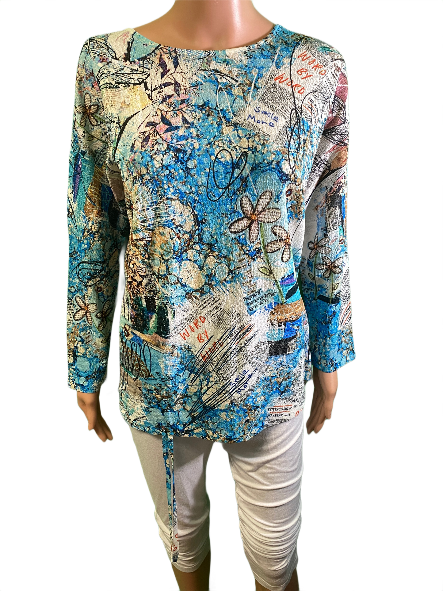 Book Nook 3/4 Sleeve Dolman Drawstring - Inoah Top