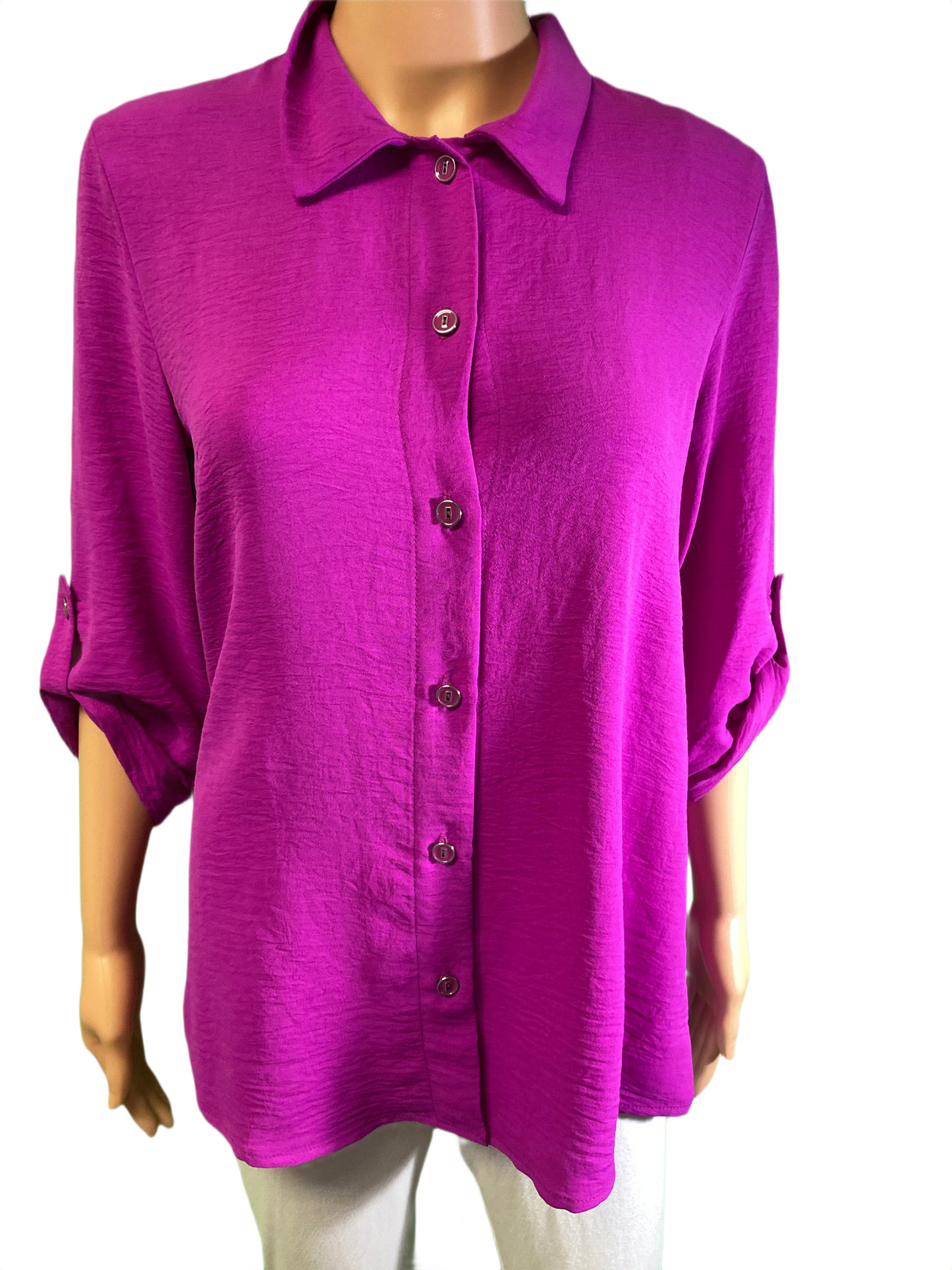 Roll-up Sleeve Button-up - Pure Essence Top